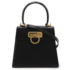 SALVATORE FERRAGAMO Black Leather Shoulder Bag